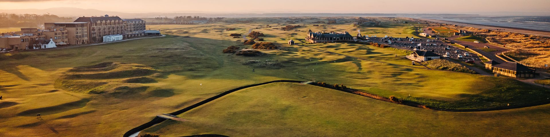 Aerial view of The Old Course, St Andrews.