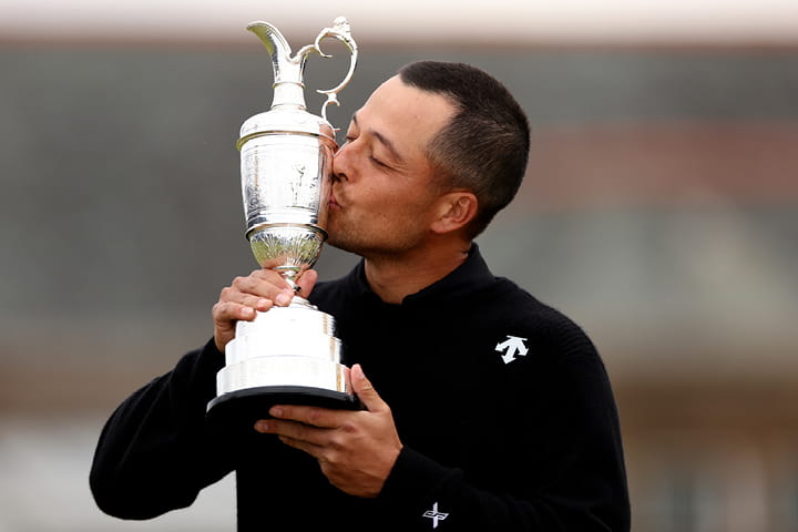 Xander Schauffele winning the 152nd Open at Royal Troon with the claret jug