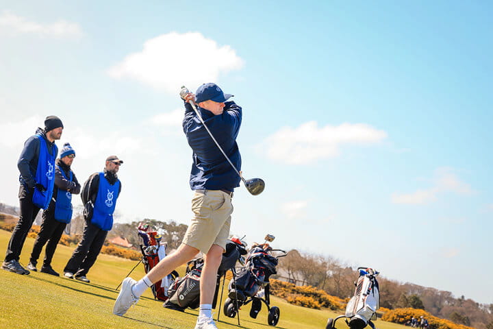 top psychology tips to improve your golfing game - hitting a driving shot on the old course