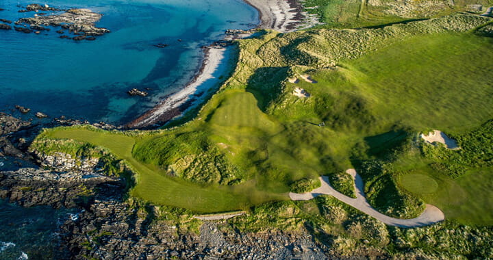 Drone shot of Narin and Portnoo Links golf Course in north west Ireland