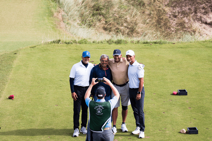 The experience golf guests teeing off at The Island Golf Course in Dublin Ireland
