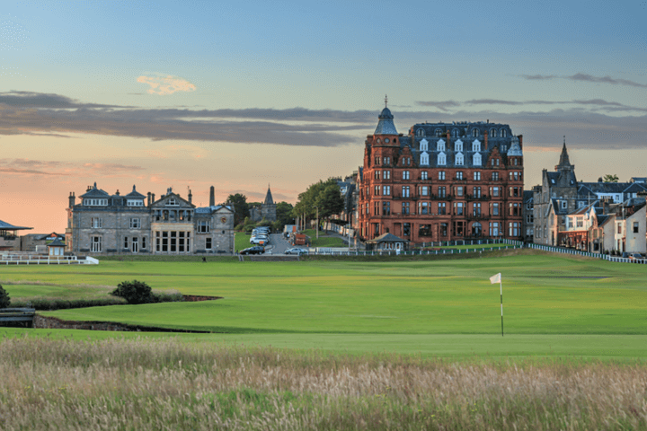 The 19th green at the home of Golf - The Old Course in St Andrews Scotland 