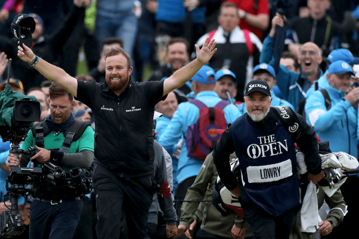 Shane Lowery celebrating a win at The Open Championship in Ireland
