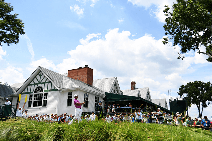 Tee shot at the 2025 US Open at Oakmont in the USA