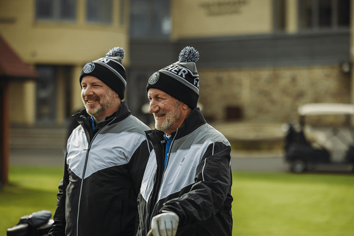 The Experience Golf Father and Son Tournament guests waiting to tee off at Carnoustie Golf Links