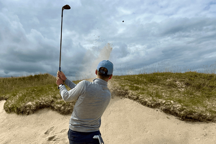 Bunker shot at the Castle Course Practise grounds