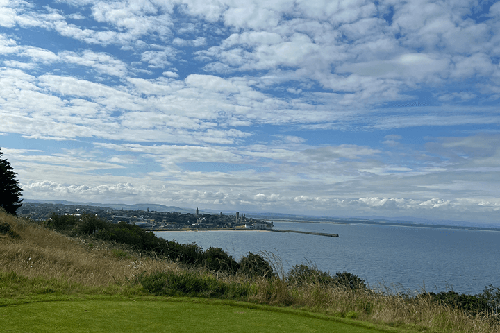 Views of St Andrews from the 6th green at the Castle Course in St Andrews