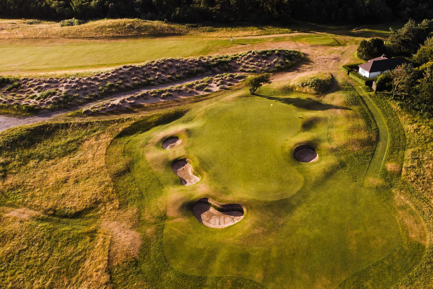 Aerial view of bunkers at Royal Birkdale Golf Club.