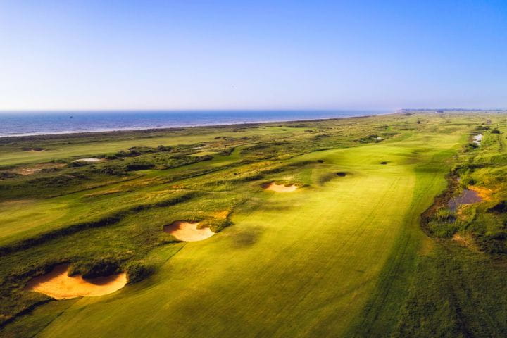 A trio of bunkers at Princes Golf Club in Kent.