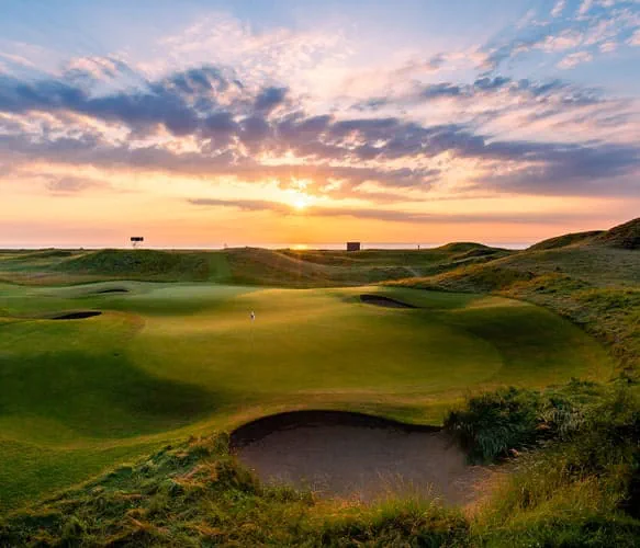 Sunset over the course at The Royal St George's Golf Club in Sandwich, Kent.