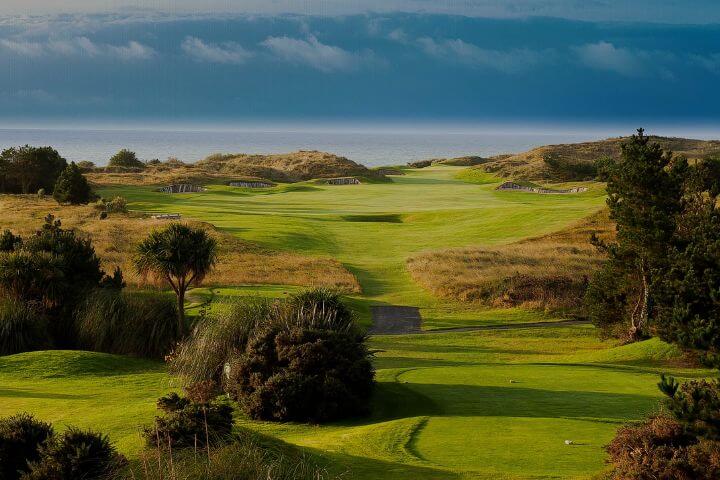 Golden light over the European Club golf course in Ireland