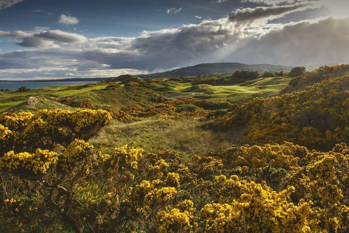 Rugged terrain of the European Club golf course, Ireland