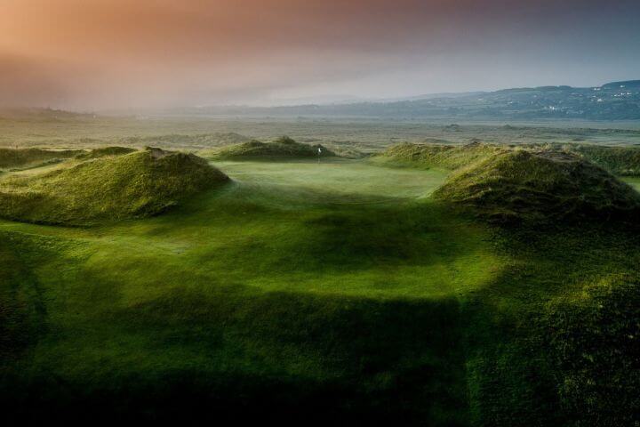 Pink and blue skies at Ballyliffin Golf Club.