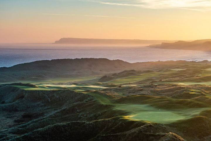 Dusk at the Dunluce Links course, Royal Portrush, ireland.