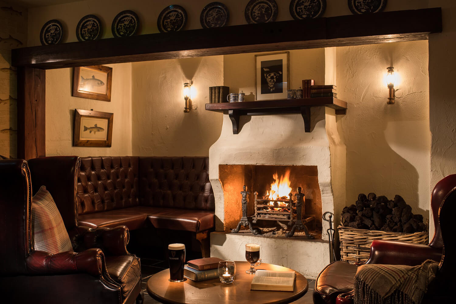 The Bushmill Inn deats by the fire