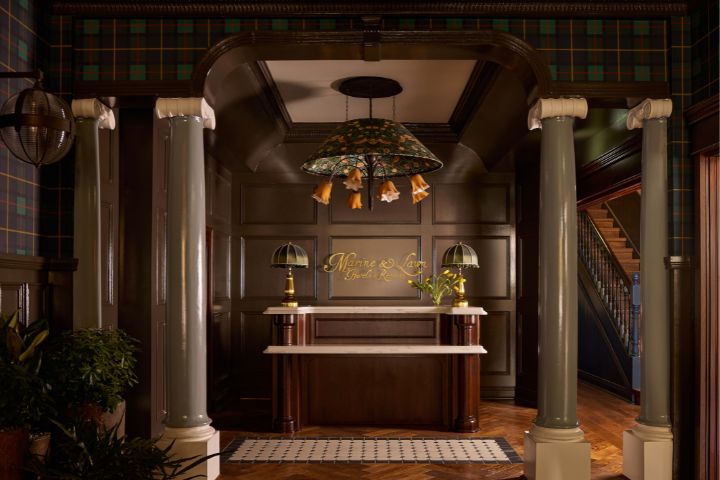 The lobby and reception at Portrush Adelphi Hotel, Ireland.