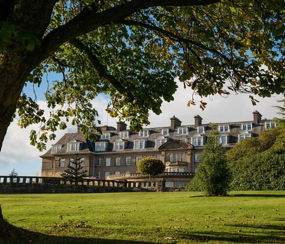 Outside view of the Gleneagles Hotel in Scotland