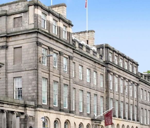 View of the outside of the Apex Waterloo Place Hotel in Edinburgh Scotland