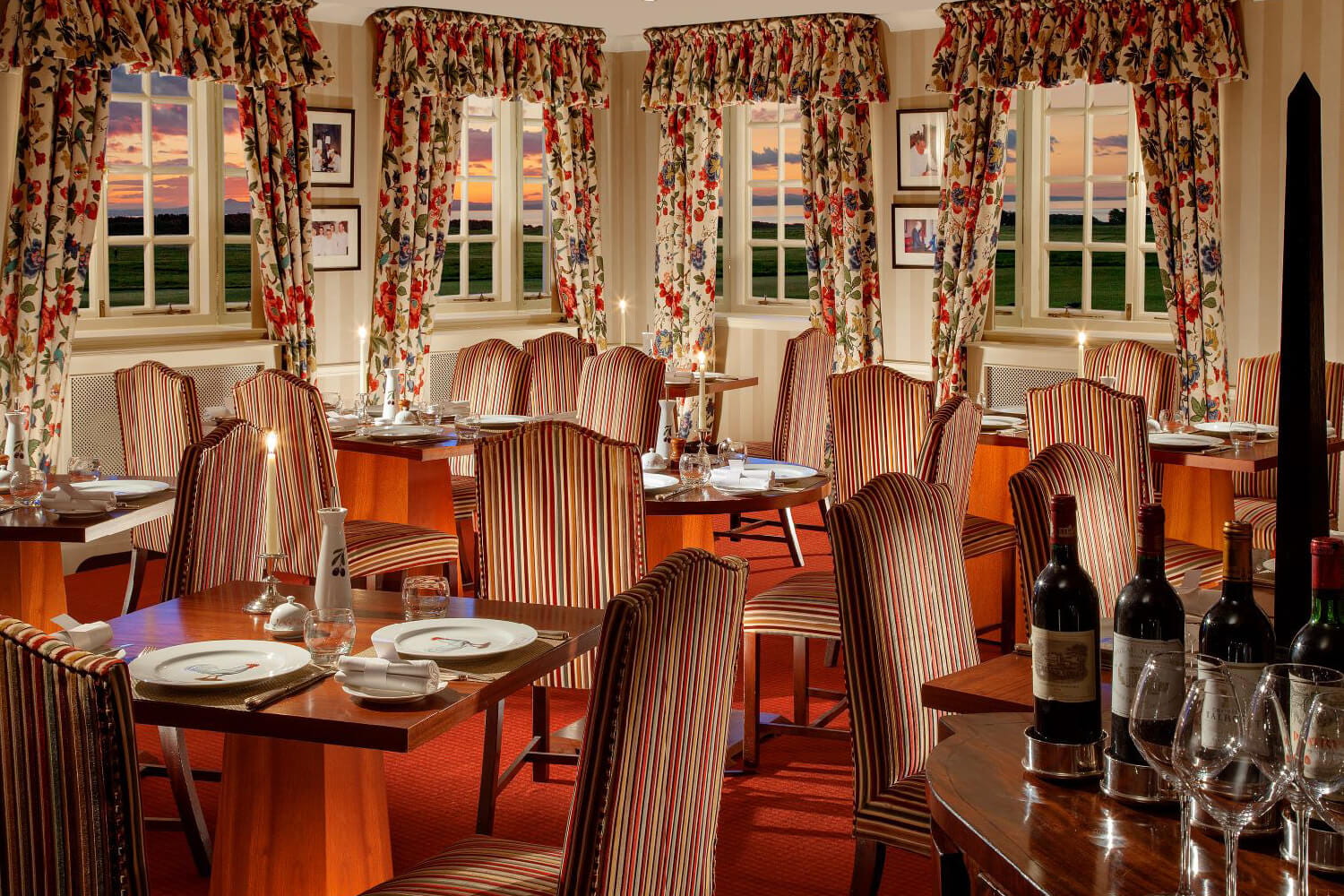 The restaurant area inside the Greywalls Hotel in Edinburgh in Scotland