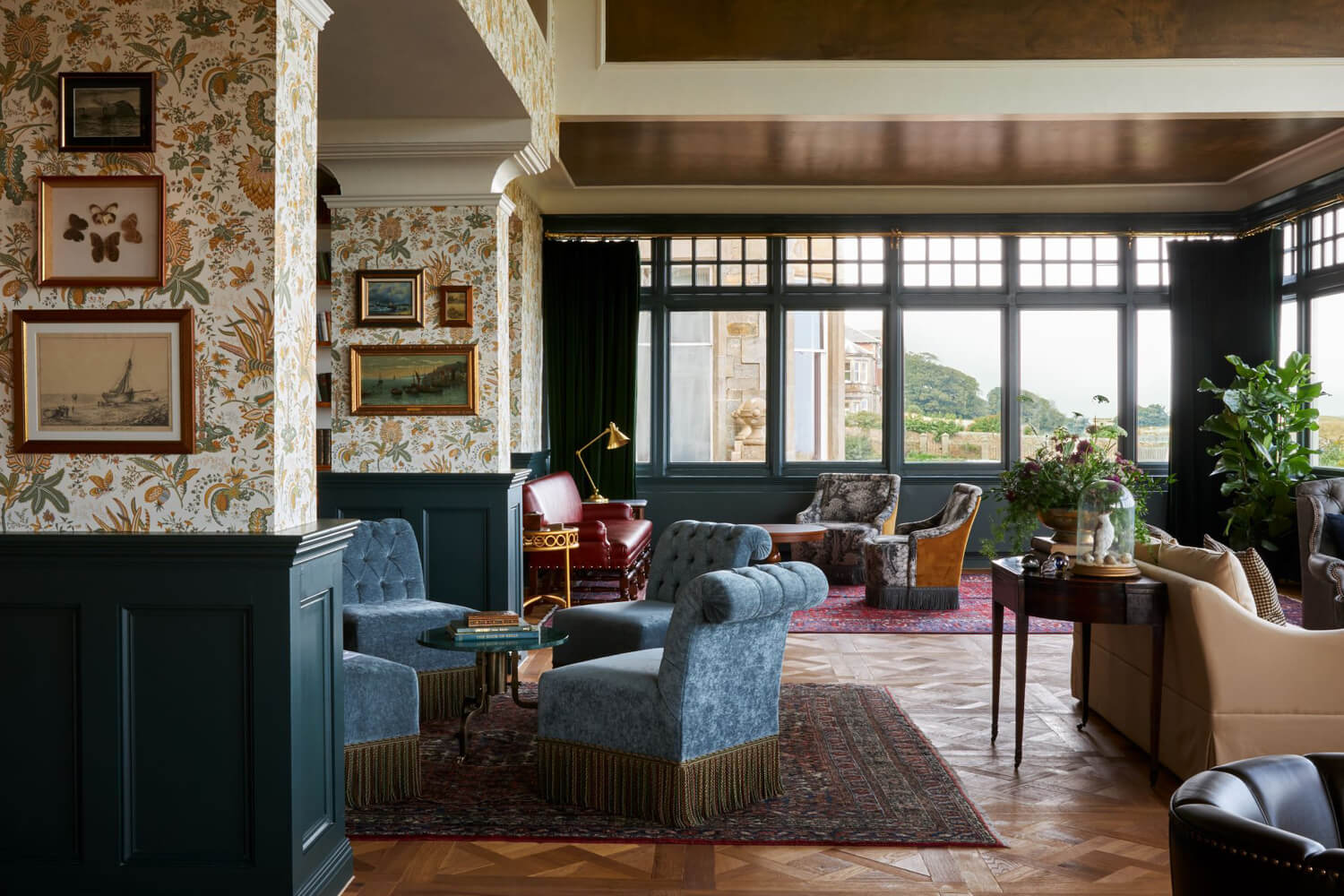 The lounge and reception area at the Marine North Berwick Boutique Hotel in North Berwick Scotland
