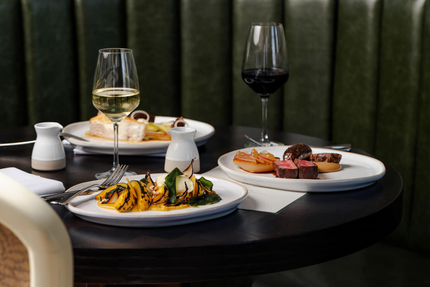 Food dishes in the restaurant at the Marine North Berwick Boutique Hotel in Scotland