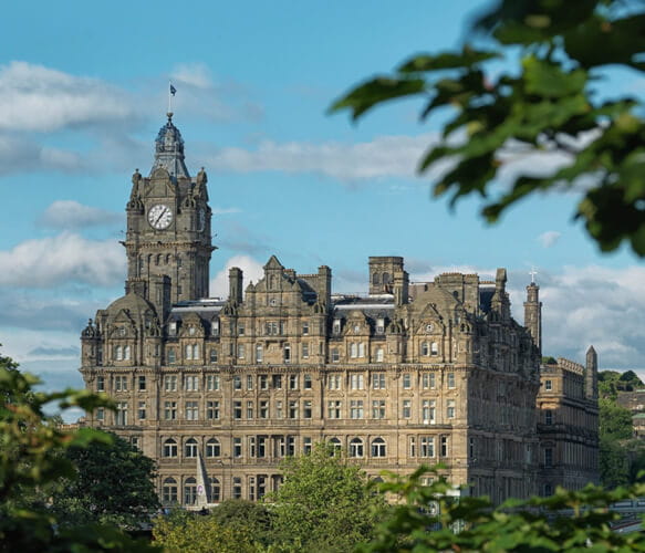 View of the outside of the Balmoral Hotel in Edinburgh in Scotland