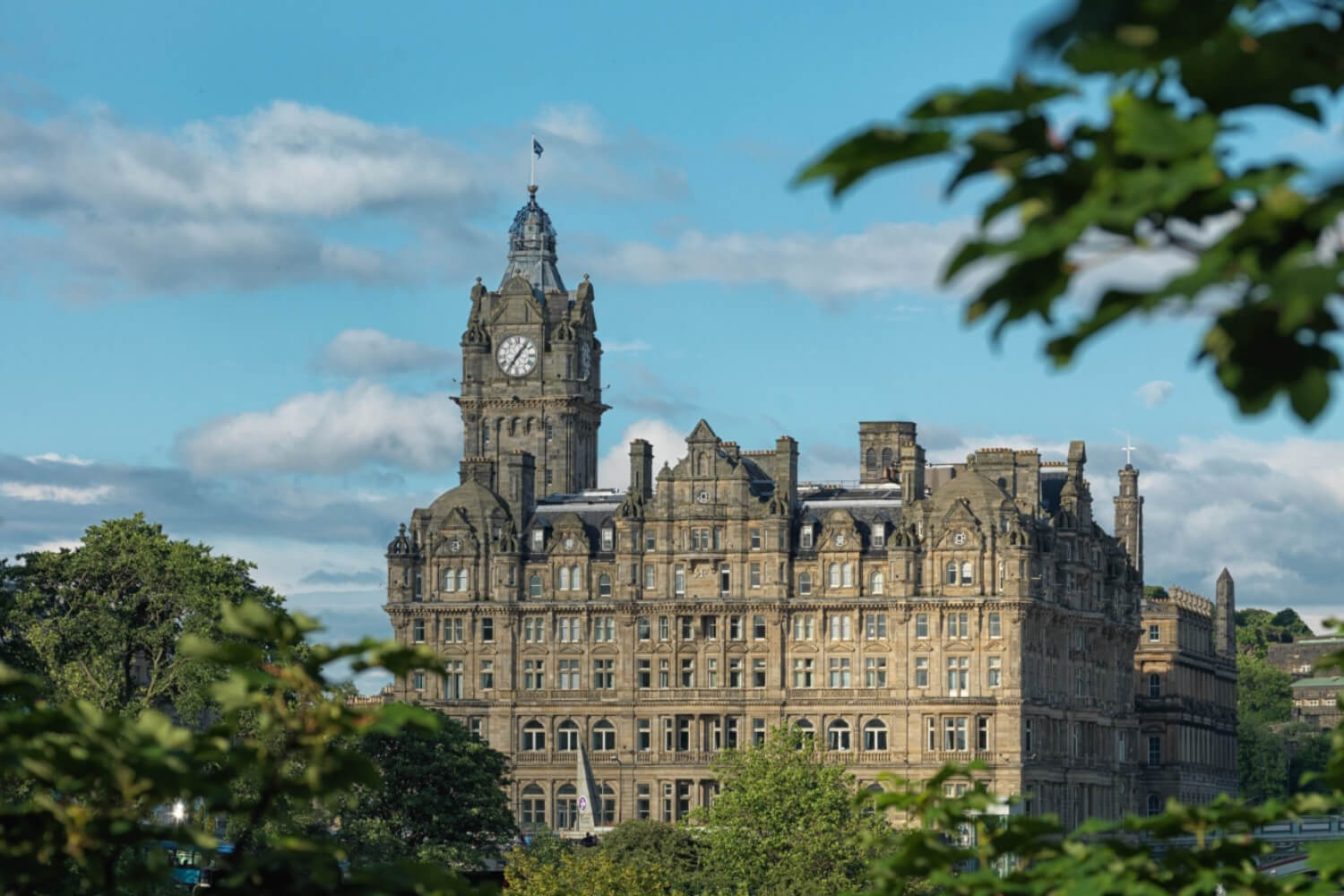 The outside view of the Balmoral Hotel in Edinburgh in Scotland