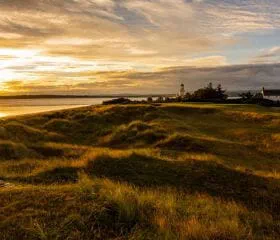 Sunrise on the 4th hole at the Fortrose and Rosemarkie golf course in Scotland