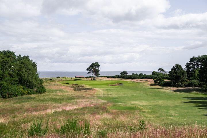 View of the fairway at Nairn golf course in Scotland