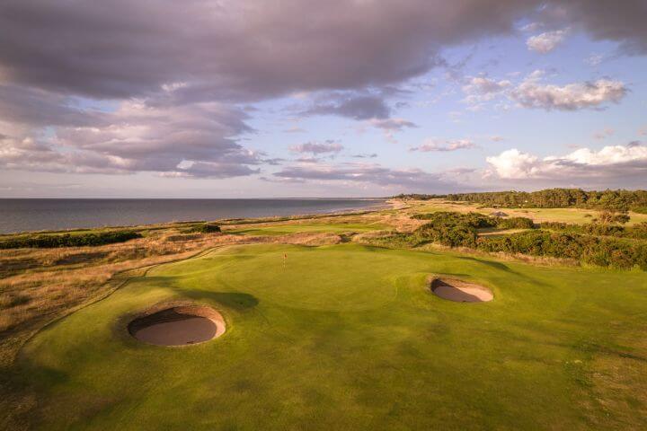 Panoramic view of the course at Nairn golf course in Scotland