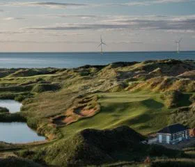 Trump International Aberdeen New Course drone image with windmills.