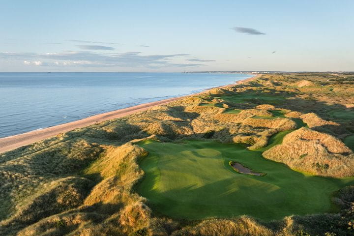 Sunshine over the Trump New Course, golf course in Scotland.