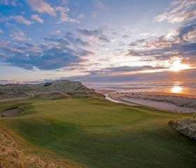 View of the 3rd hole at Trump International golf course in Scotland