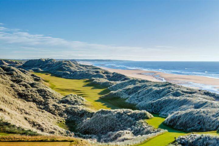 View of the 14th tee at the Trump International golf course in Scotland