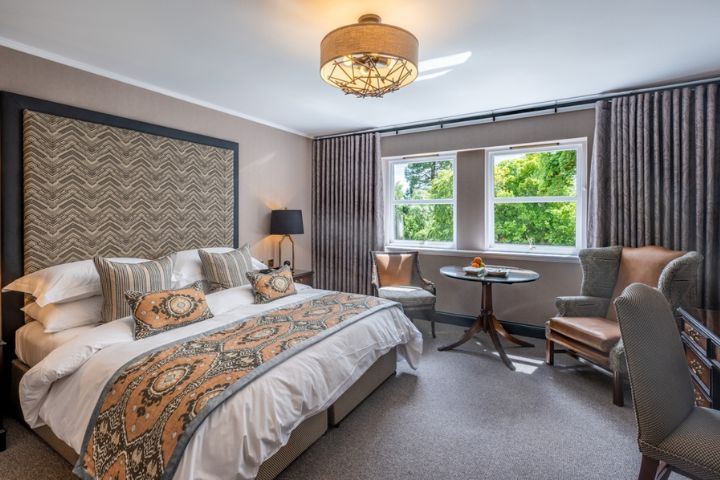 King bedroom at The Marcliffe Hotel and Spa, Aberdeen.
