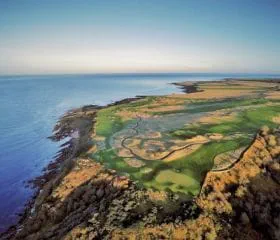 Kittocks course aerial view of coastline.