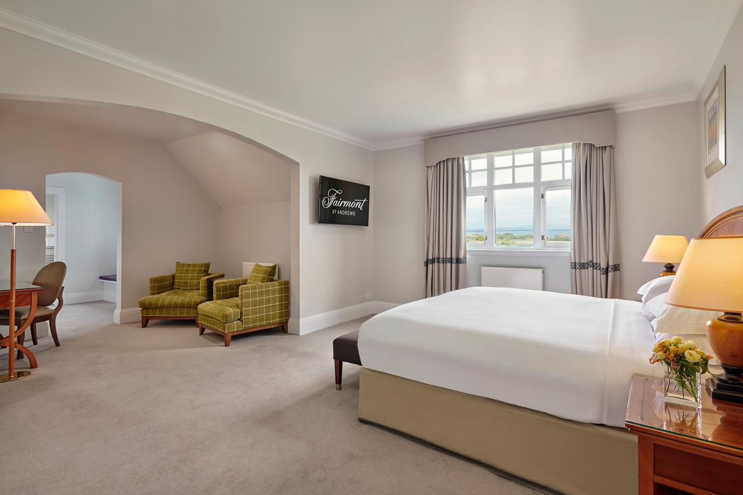 Bedroom at the Fairmont Hotel in St Andrews Scotland 