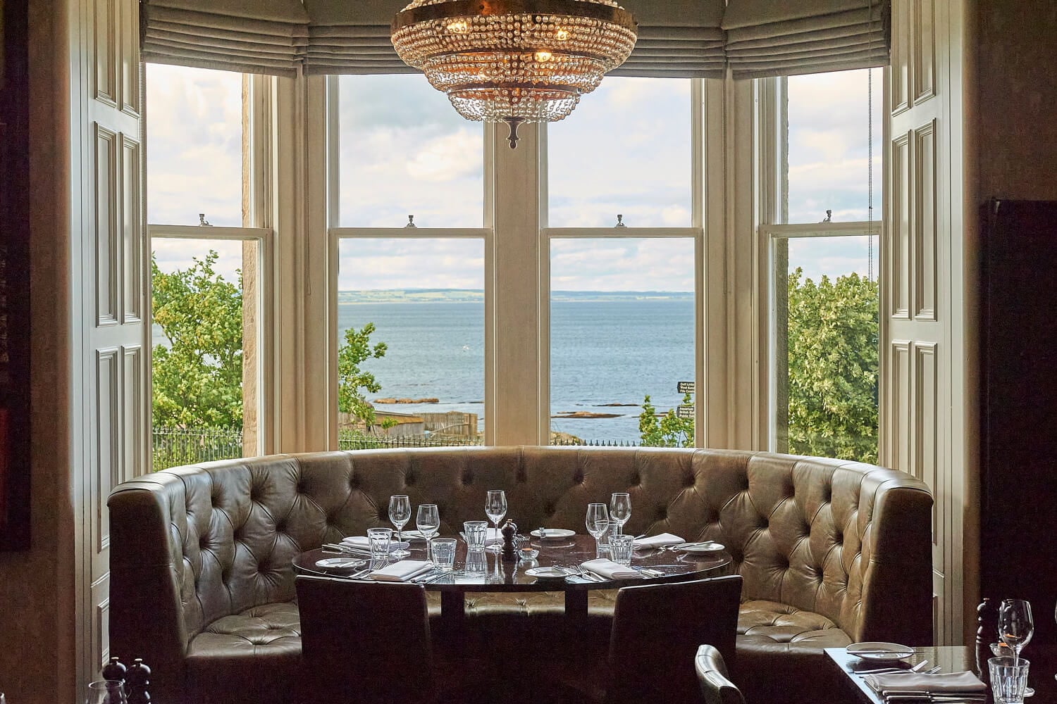 Seating inside the restaurant at Hotel du Vin in St Andrews Scotland