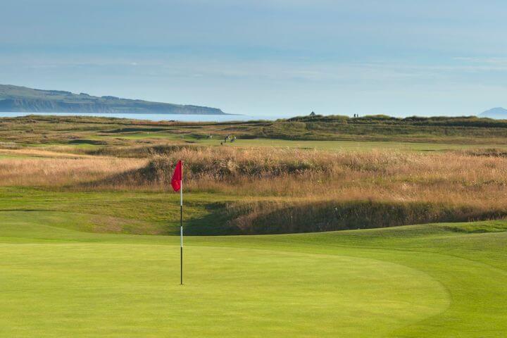 View of the green at Prestwick golf course in Scotland