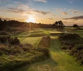 Sun set over the course at the Royal Troon Portland golf course in Scotland