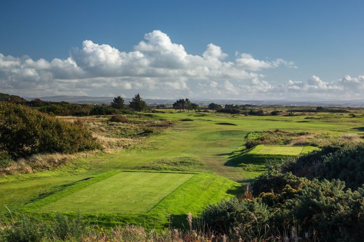 View of the fairway at the Royal Troon Portland golf course in Scotland