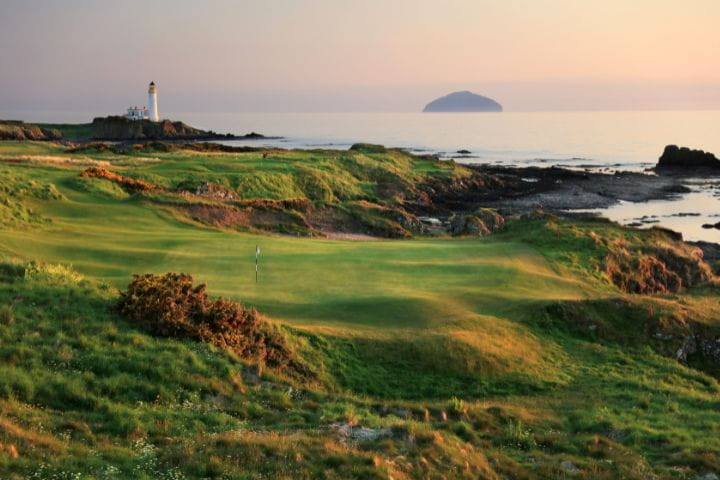 View of the course at The Ailsa golf course in Scotland