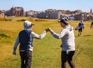 Father and Son duo on the Old Course, Fife, Scotland.